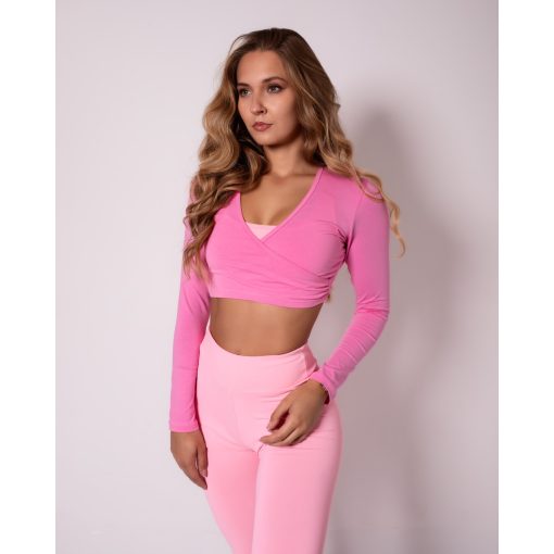 Black Bird Pink Pop Wrap Top